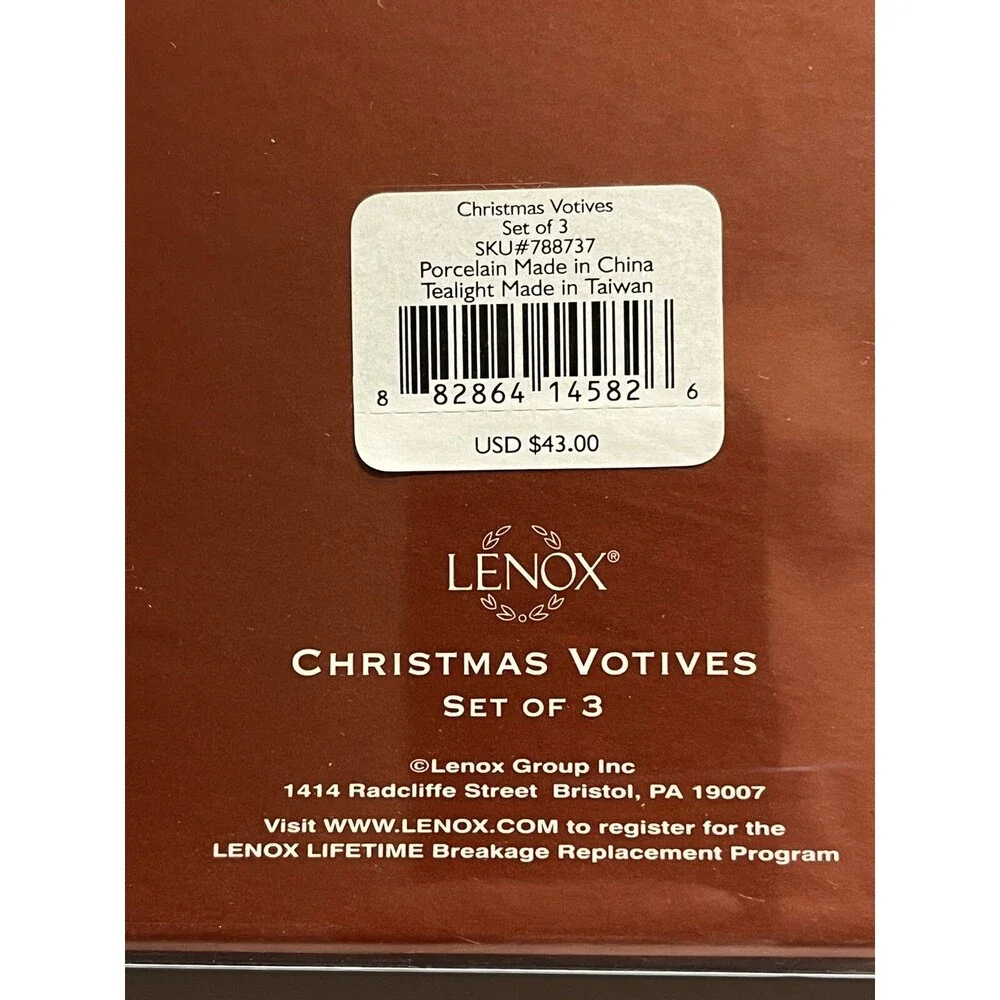 Lenox Christmas Holly Berry Ribbon Candle Holder Set of 3 NIB